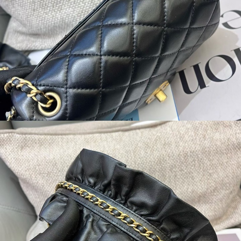 Chanel黑金荷葉邊方胖-7