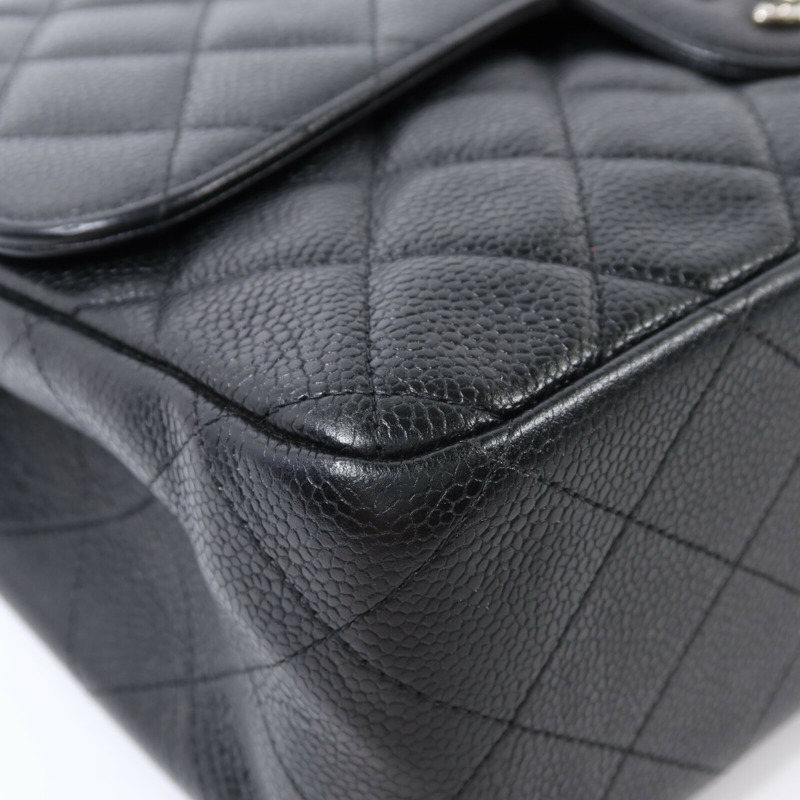 CHANEL 牛皮皮革Large Classic銀扣鏈帶肩背袋-10