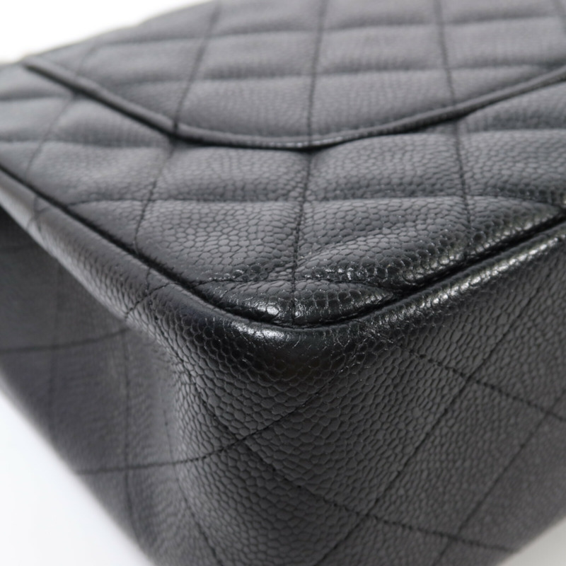 CHANEL 牛皮皮革Large Classic銀扣鏈帶肩背袋-12