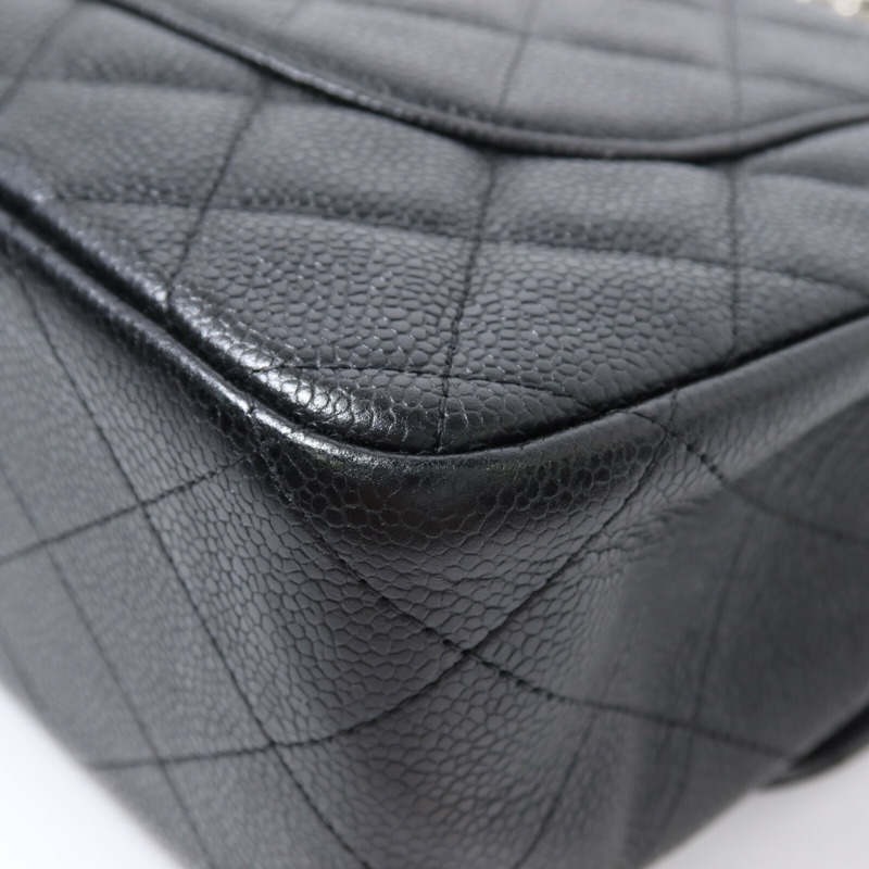 CHANEL 牛皮皮革Large Classic銀扣鏈帶肩背袋-13