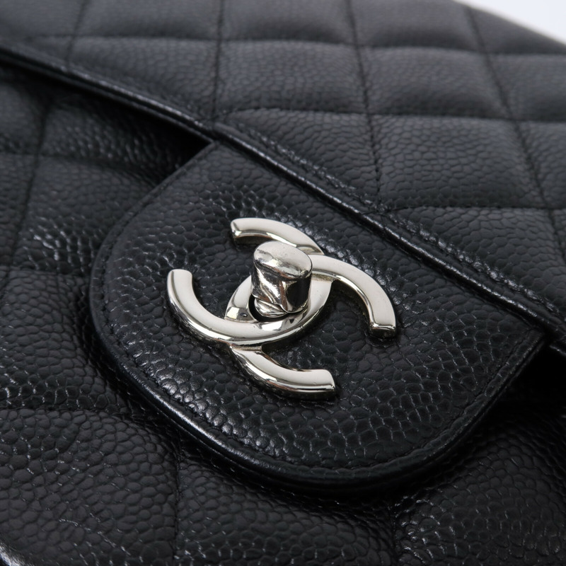 CHANEL 牛皮皮革Large Classic銀扣鏈帶肩背袋-14