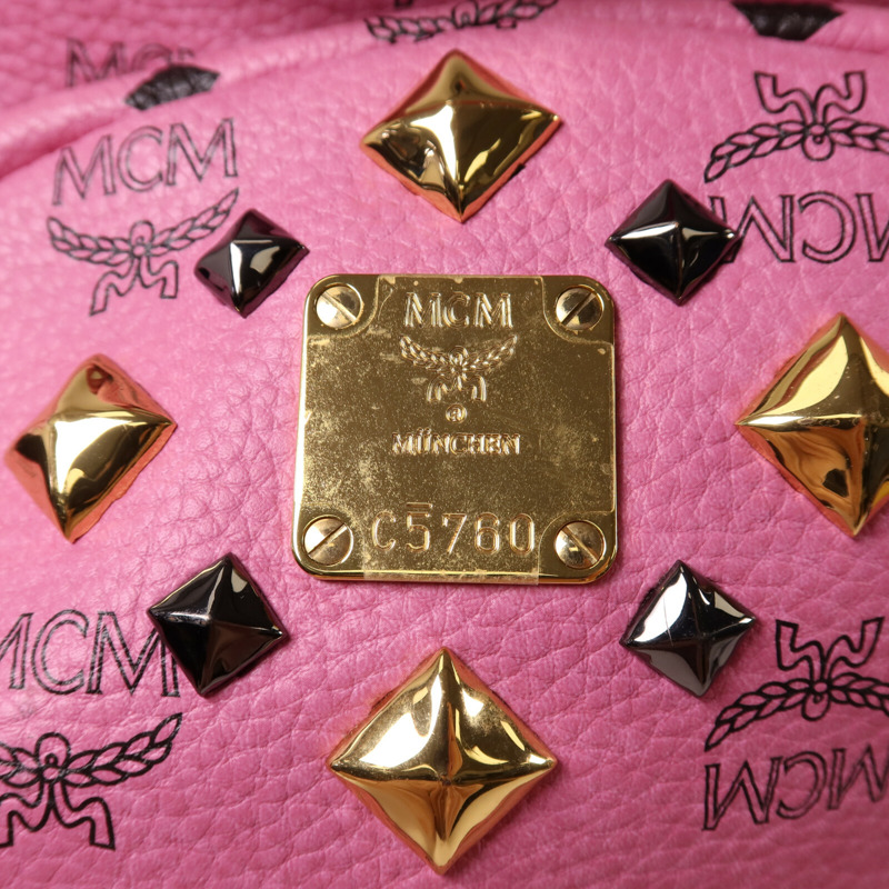 MCM 牛皮皮革Backpack金扣背包-5