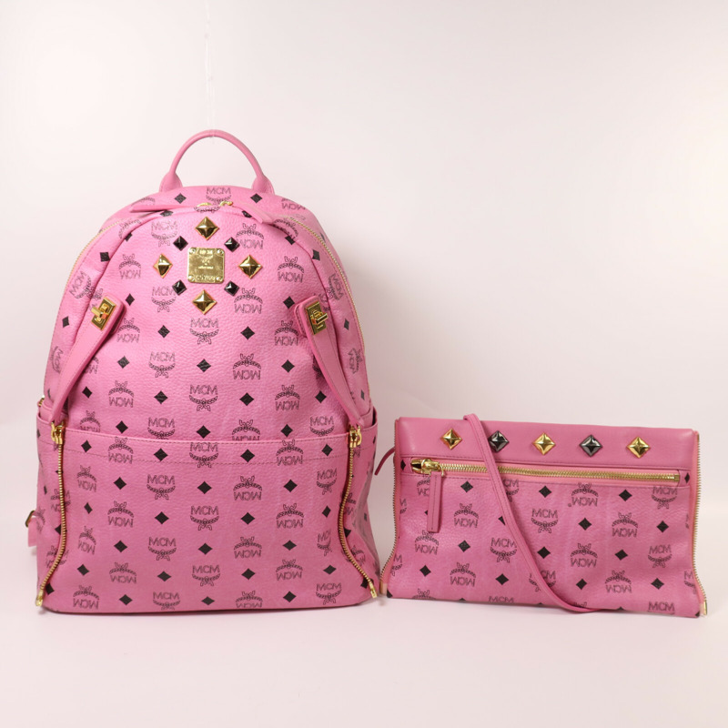 MCM 牛皮皮革Backpack金扣背包-10