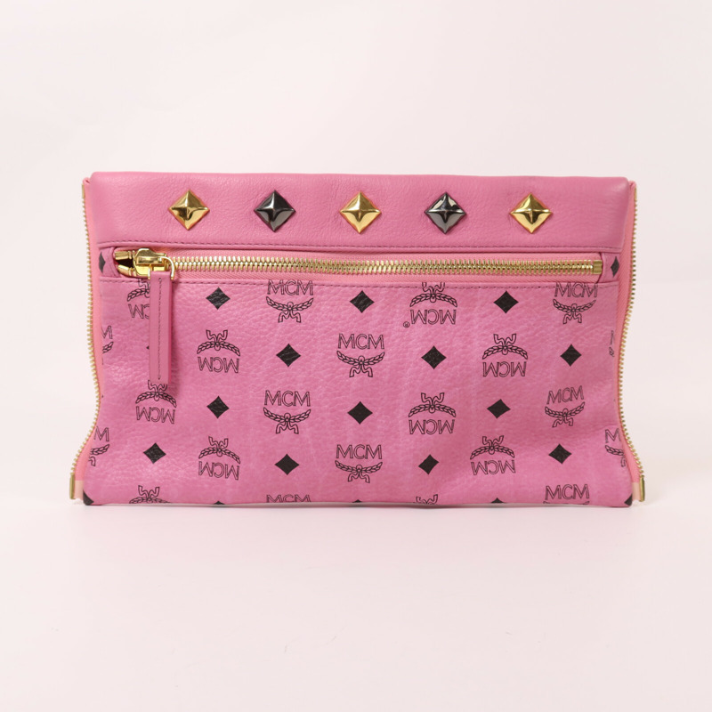 MCM 牛皮皮革Backpack金扣背包-11