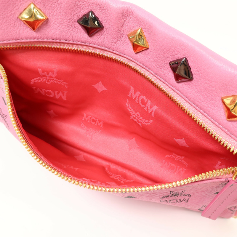 MCM 牛皮皮革Backpack金扣背包-16