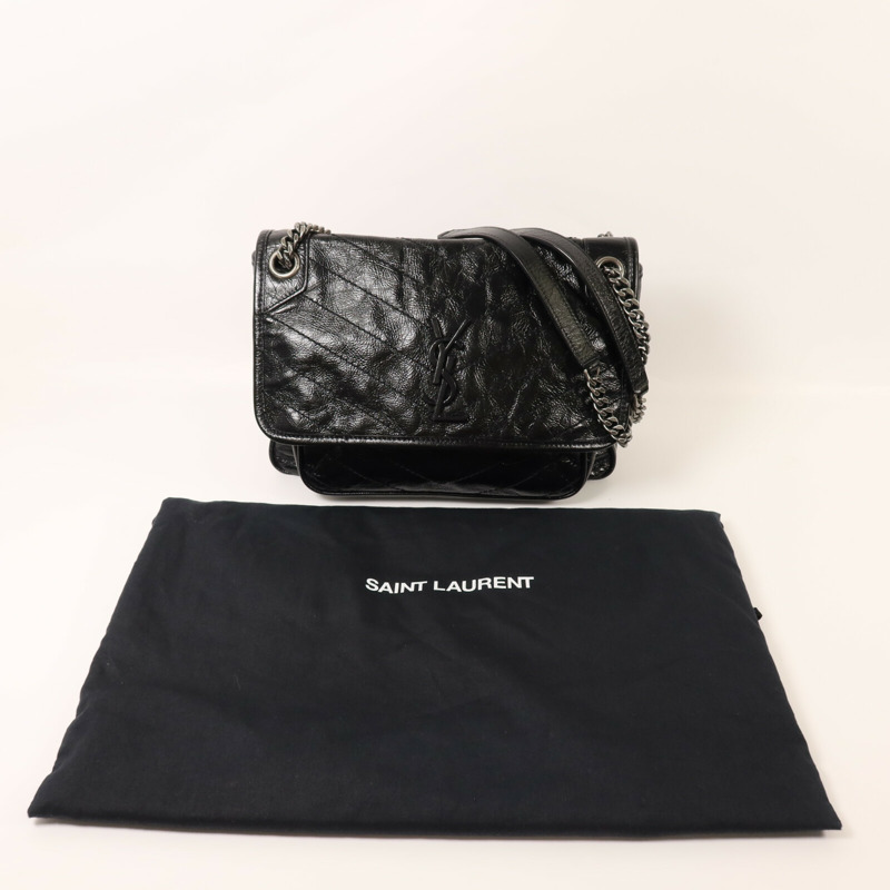 SAINT LAURENT 牛皮皮革Niki Medium銀扣鏈帶肩背袋-9