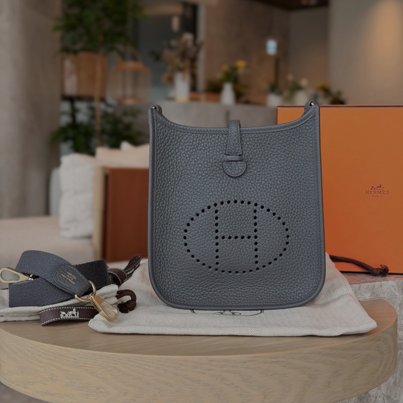 (未使用品) Hermes Evelyn mini 16錫器灰-0