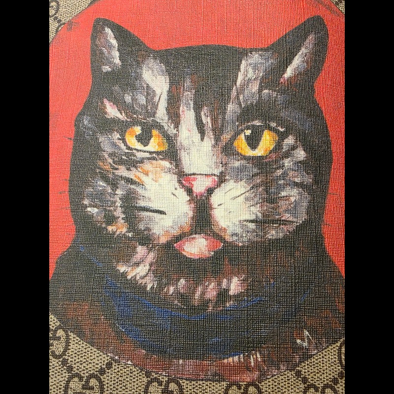 Guuci 貓咪後背包GUCCI 古馳 GG Supreme Mystic Cat 三
色織帶帆布後背包-13