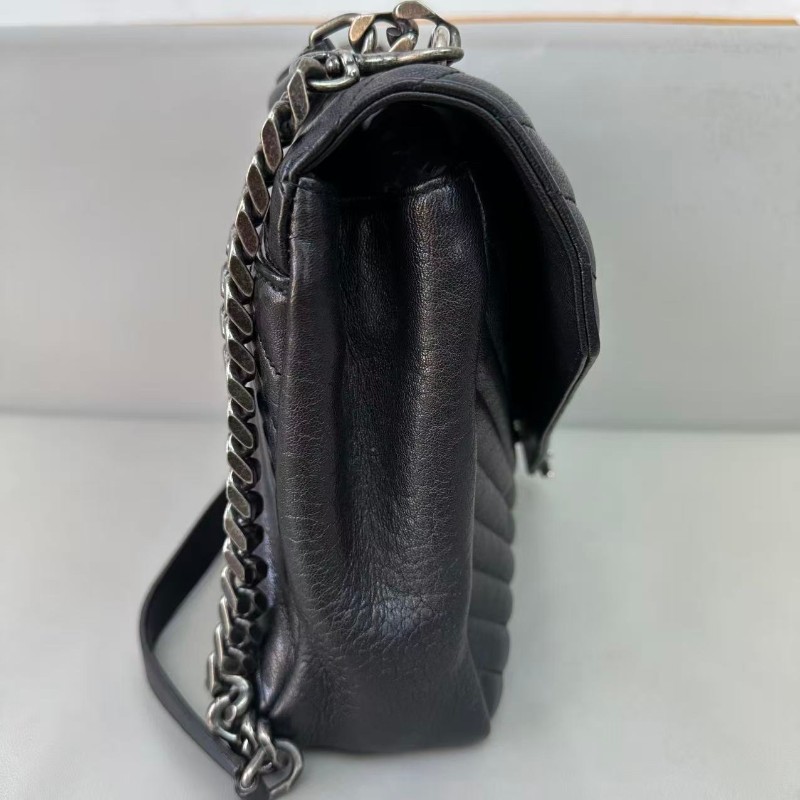 YSL college大號黑銀手提郵差包-3