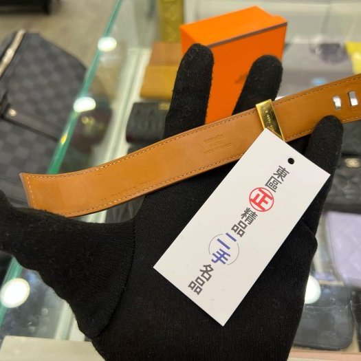東區正精品㊣HERMES Collier de Chien CDC 米色皮革金扣手環 U刻RZ6180-6