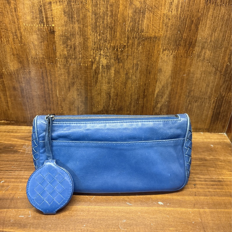 Bottega Veneta 編織手拿包 藍色-0