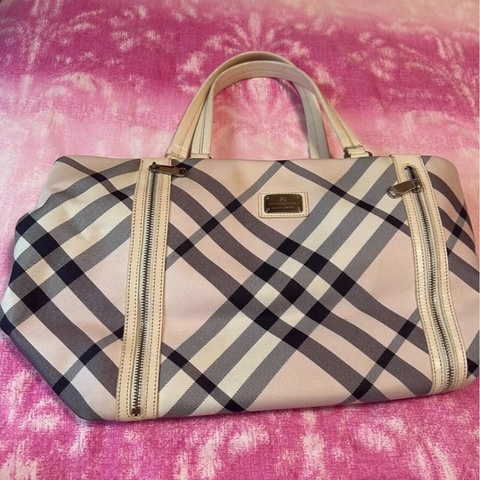 Burberry熊貓格紋托特包