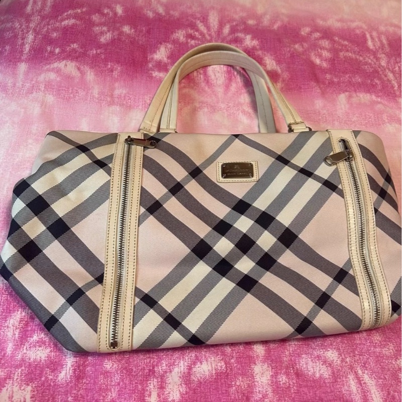 Burberry熊貓格紋托特包-8