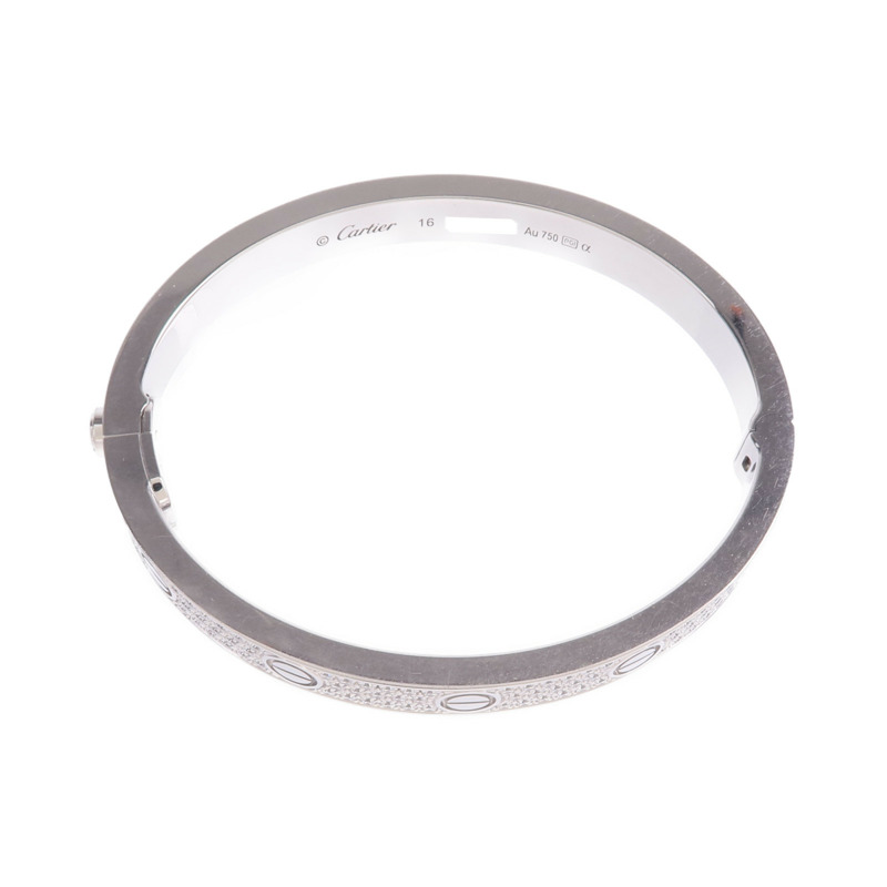 CARTIER 18K白金Love Bracelet Classic Model Paved Diamonds鑽石手鐲Cartier#16-3