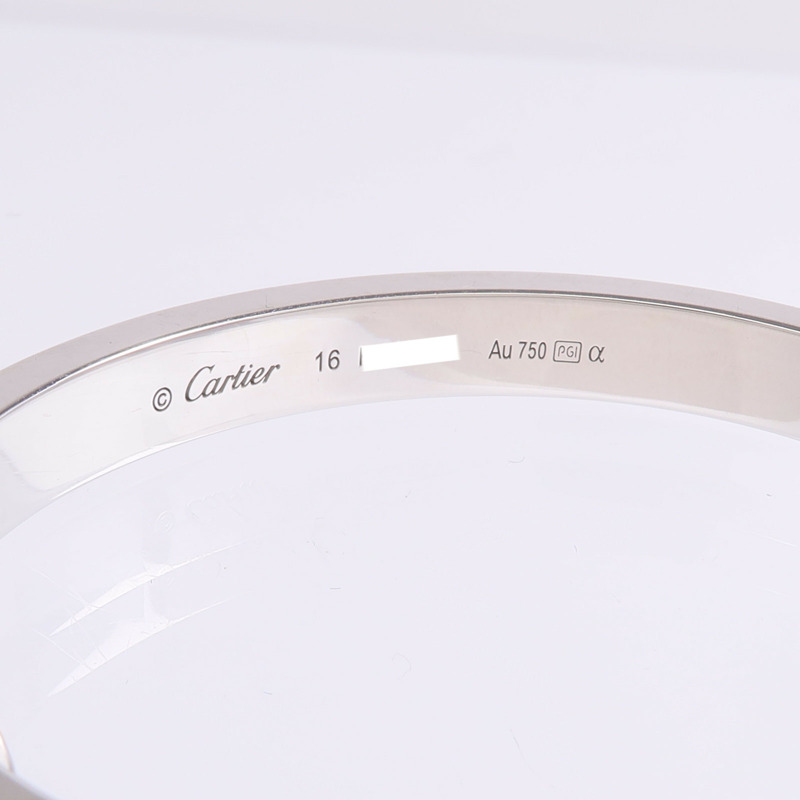 CARTIER 18K白金Love Bracelet Classic Model Paved Diamonds鑽石手鐲Cartier#16-4