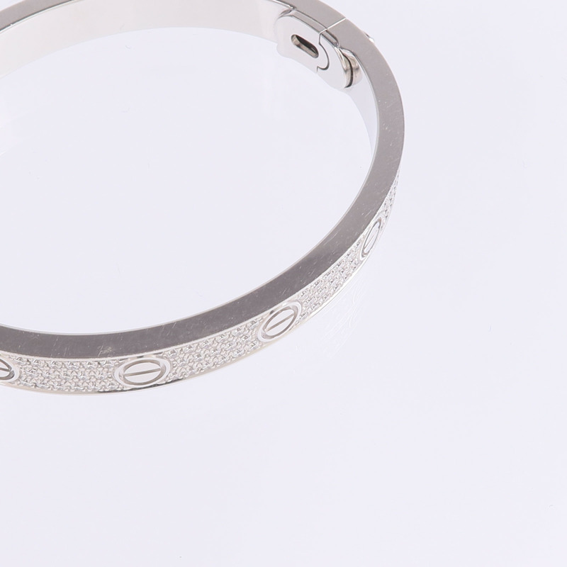 CARTIER 18K白金Love Bracelet Classic Model Paved Diamonds鑽石手鐲Cartier#16-9