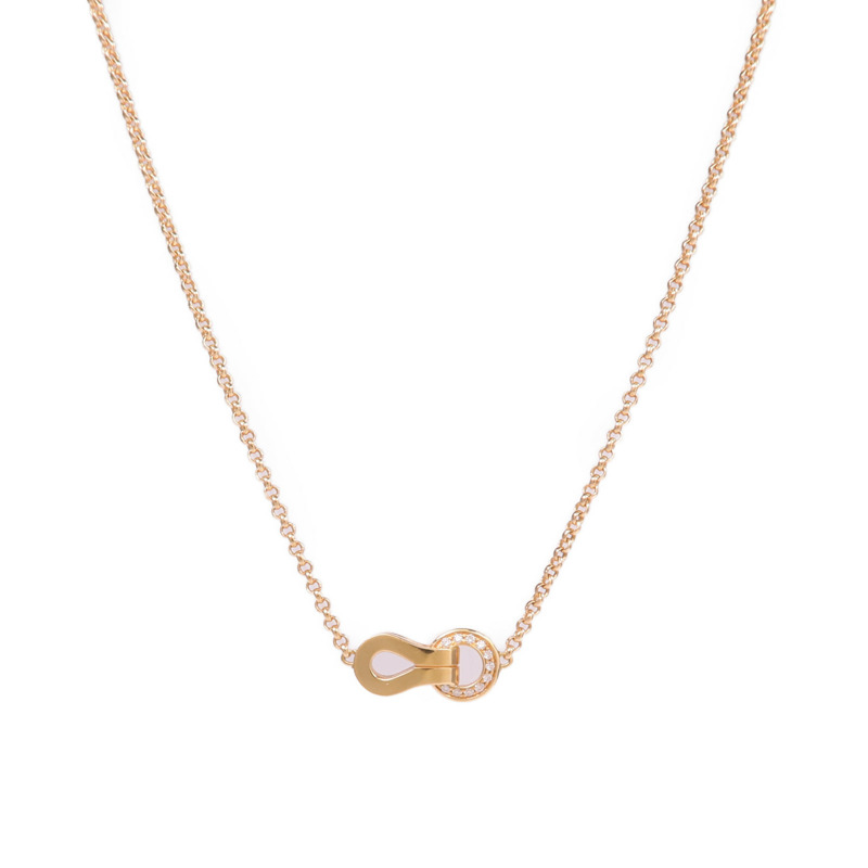 CARTIER 18K玫瑰金Agrafe Diamond Necklace鑽石項鍊-0