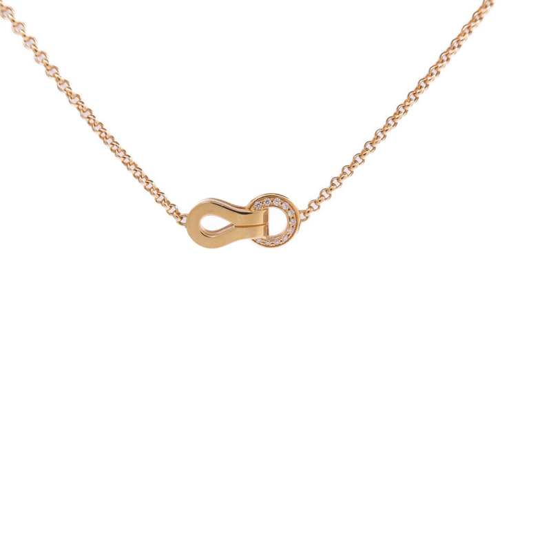 CARTIER 18K玫瑰金Agrafe Diamond Necklace鑽石項鍊-3