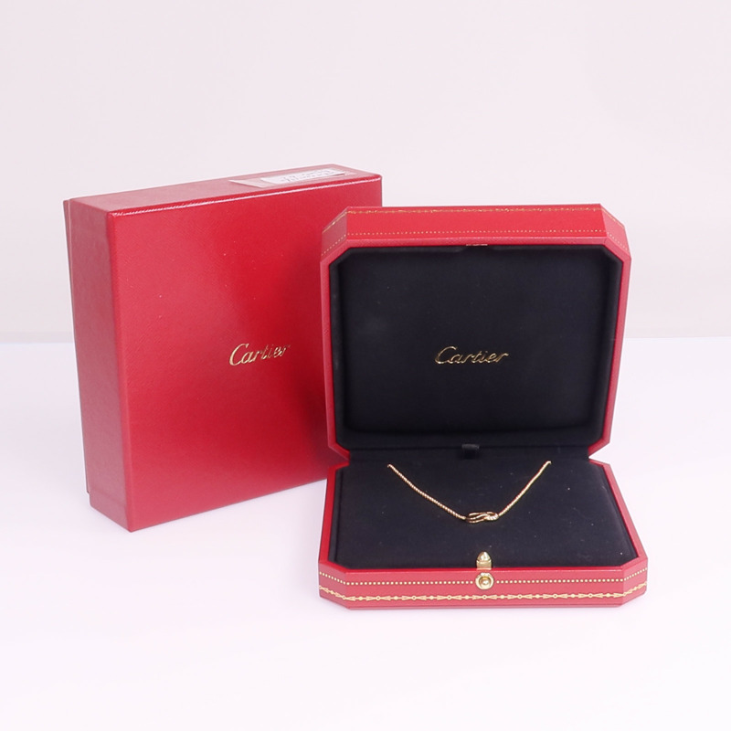 CARTIER 18K玫瑰金Agrafe Diamond Necklace鑽石項鍊-8