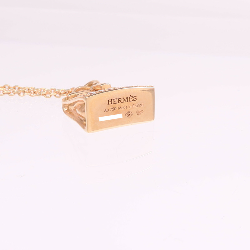 HERMES 18K玫瑰金Amulettes Kelly Pendant鑽石項鍊-6
