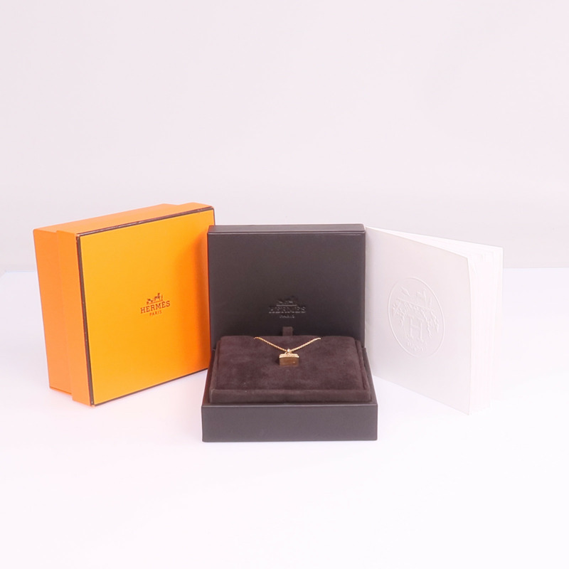 HERMES 18K玫瑰金Amulettes Kelly Pendant鑽石項鍊-7