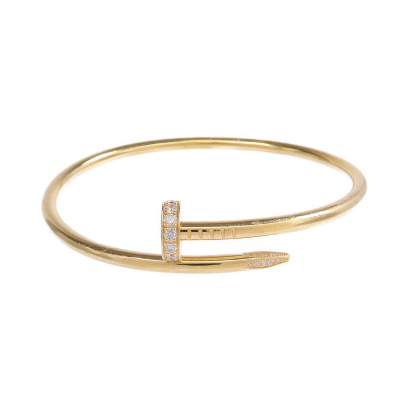 CARTIER 18K黃金Juste un Clou鑽石手鐲Cartier#19-0