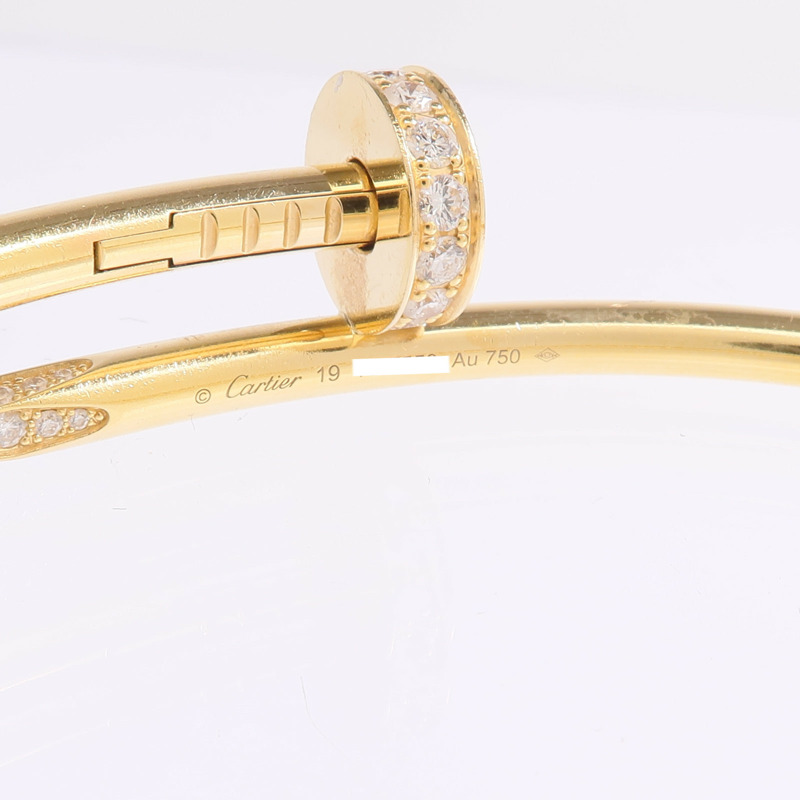 CARTIER 18K黃金Juste un Clou鑽石手鐲Cartier#19-4