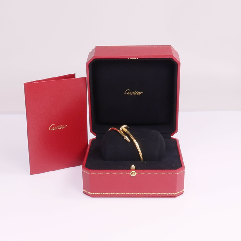 CARTIER 18K黃金Juste un Clou鑽石手鐲Cartier#19-6