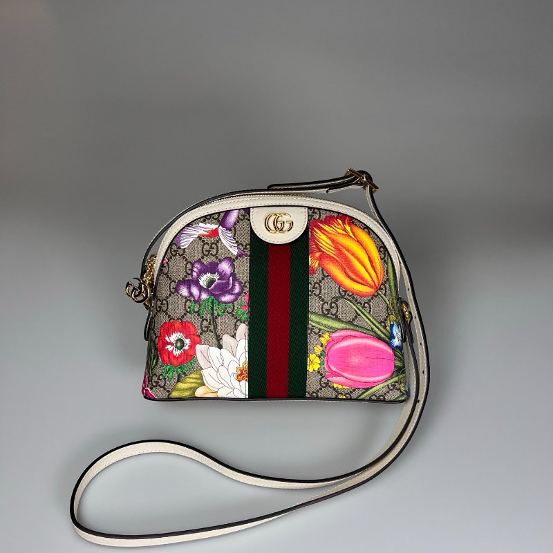 GUCCI 499621 白花卉貝殼包-0