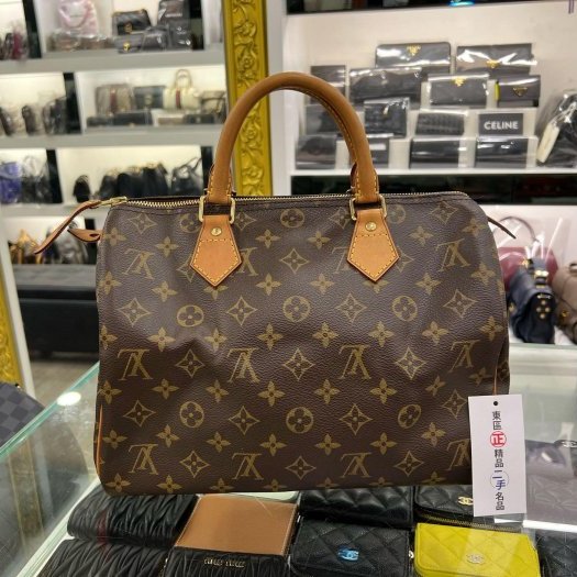 東區正精品㊣LV M41526 Speedy30 原花字紋有背波士頓包手提包 RZ6184-0