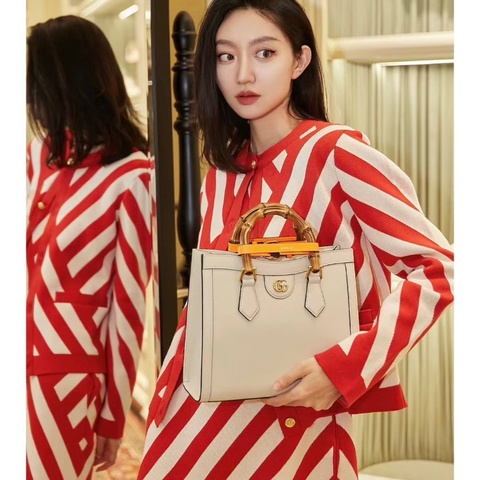 GUCCI Diana竹節手柄手提肩背斜背包27*23*10.5 98新配件塵袋