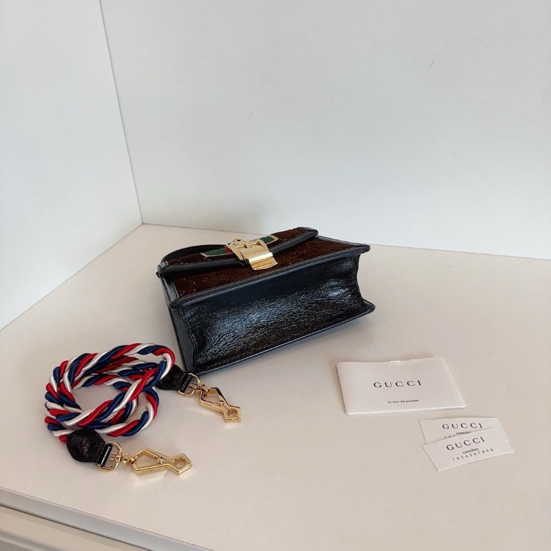 Gucci Sylvie塞爾維亞 棕色金扣絲絨包手提斜背包20*14*7.5 99新配件塵袋-4