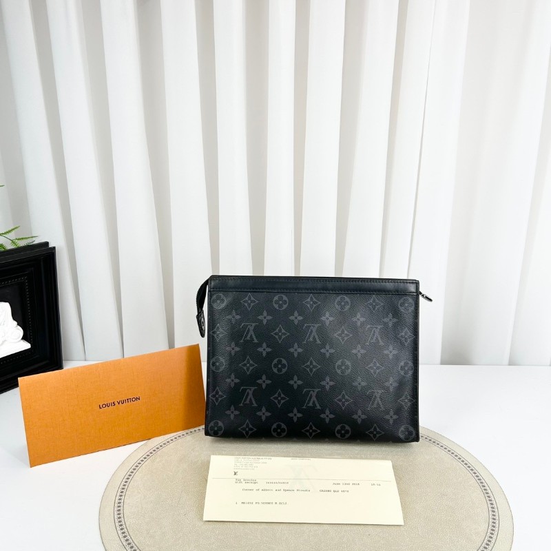 路易威登LV  18年購入 黑色老花黑武士洗漱包手拿包 通勤商務都可使用-0