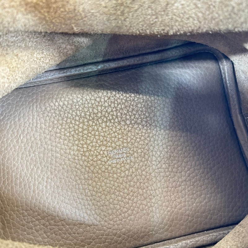 SH ZymHERMES愛馬仕 C刻 Picotin Lock Lock 18 銀扣 Taurillon Clemence小公牛皮 菜籃子水桶包手提包 Etoupe大象灰-13