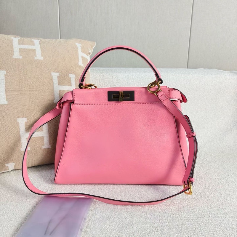 Fendi Peekaboo手提斜背包 粉色 牛皮34*24*13  98新配件塵袋-1