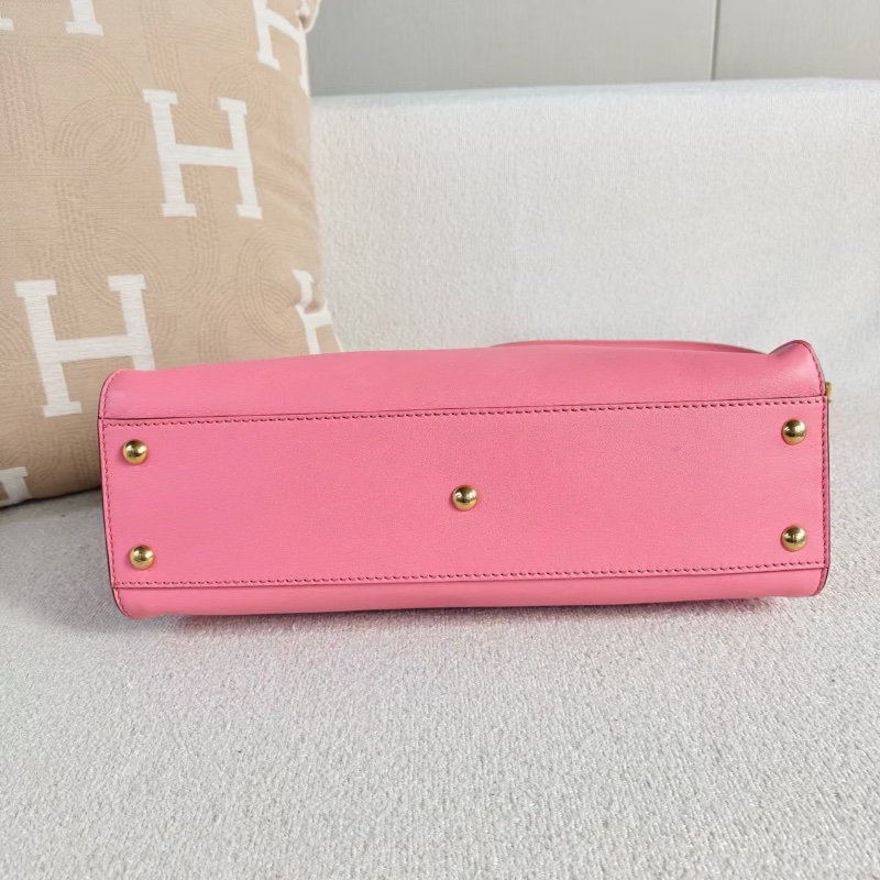 Fendi Peekaboo手提斜背包 粉色 牛皮34*24*13  98新配件塵袋-5