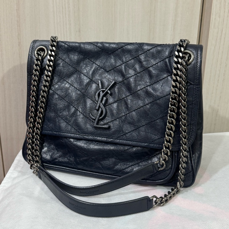 Ysl niki深藍色中號 新款D釦-0