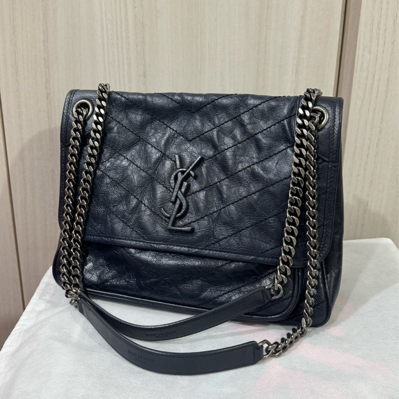 Ysl niki深藍色中號 新款D釦-5