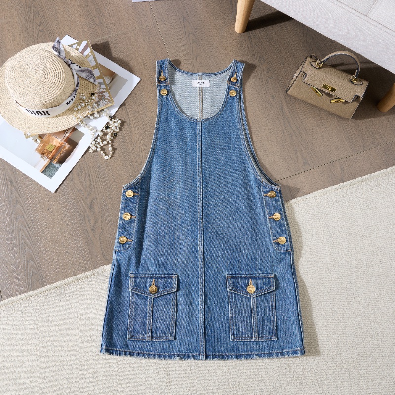 ❤️CELINE 牛仔吊帶裙 肩帶可調節-0