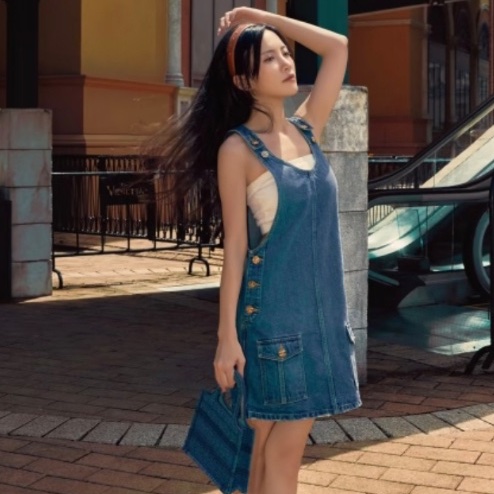 ❤️CELINE 牛仔吊帶裙 肩帶可調節-2