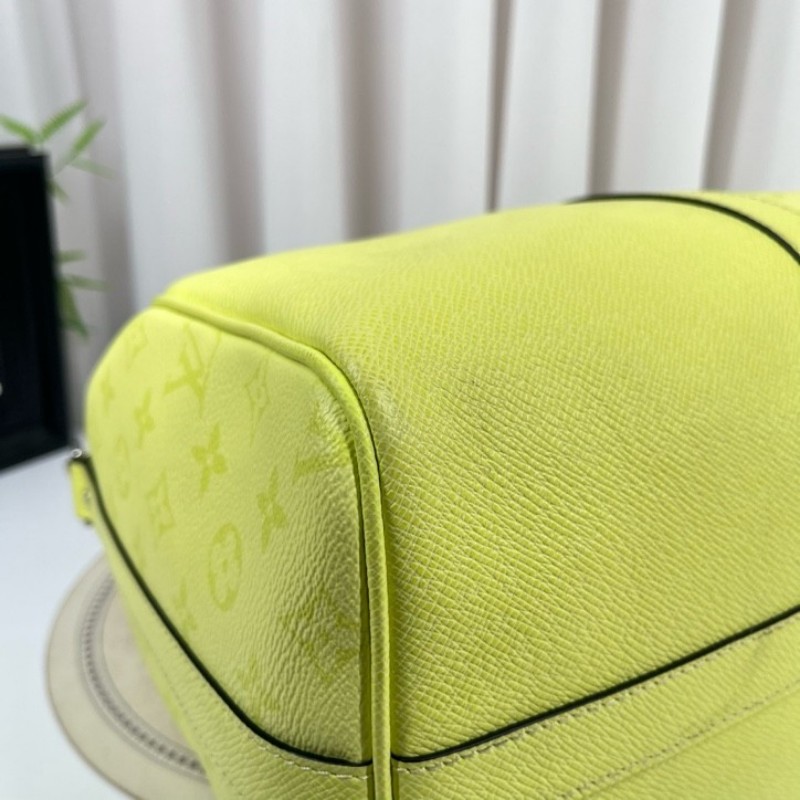 LV路易威登 25年3月票 芯片款 Keepall45 螢光綠旅行包手提包斜挎包單肩包 顏色非常亮眼 容量超大-7