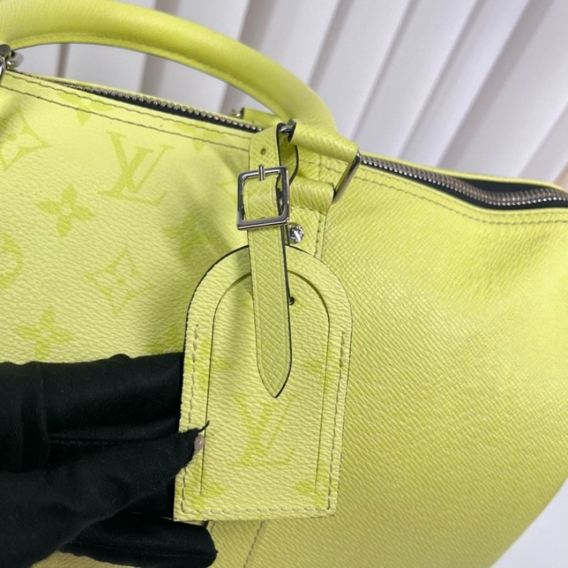 LV路易威登 25年3月票 芯片款 Keepall45 螢光綠旅行包手提包斜挎包單肩包 顏色非常亮眼 容量超大-19