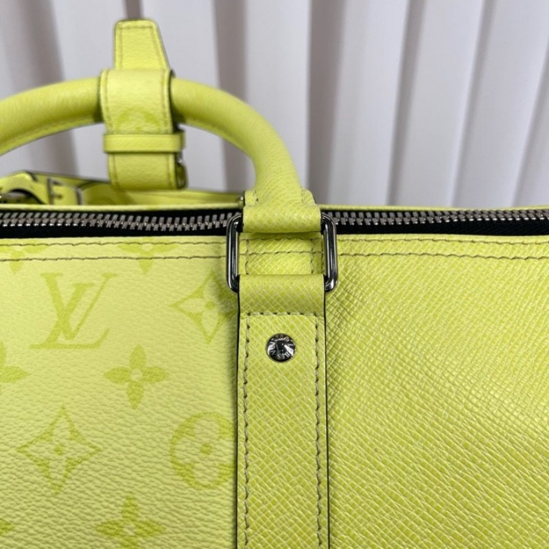 LV路易威登 25年3月票 芯片款 Keepall45 螢光綠旅行包手提包斜挎包單肩包 顏色非常亮眼 容量超大-24