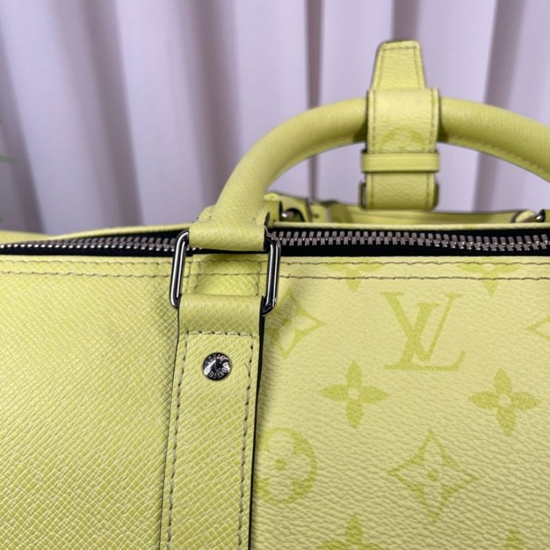 LV路易威登 25年3月票 芯片款 Keepall45 螢光綠旅行包手提包斜挎包單肩包 顏色非常亮眼 容量超大-25