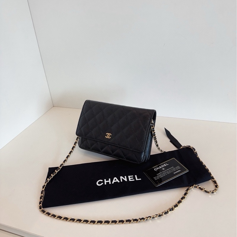 Chanel香奈兒 黑金荔枝皮woc 發財包-3