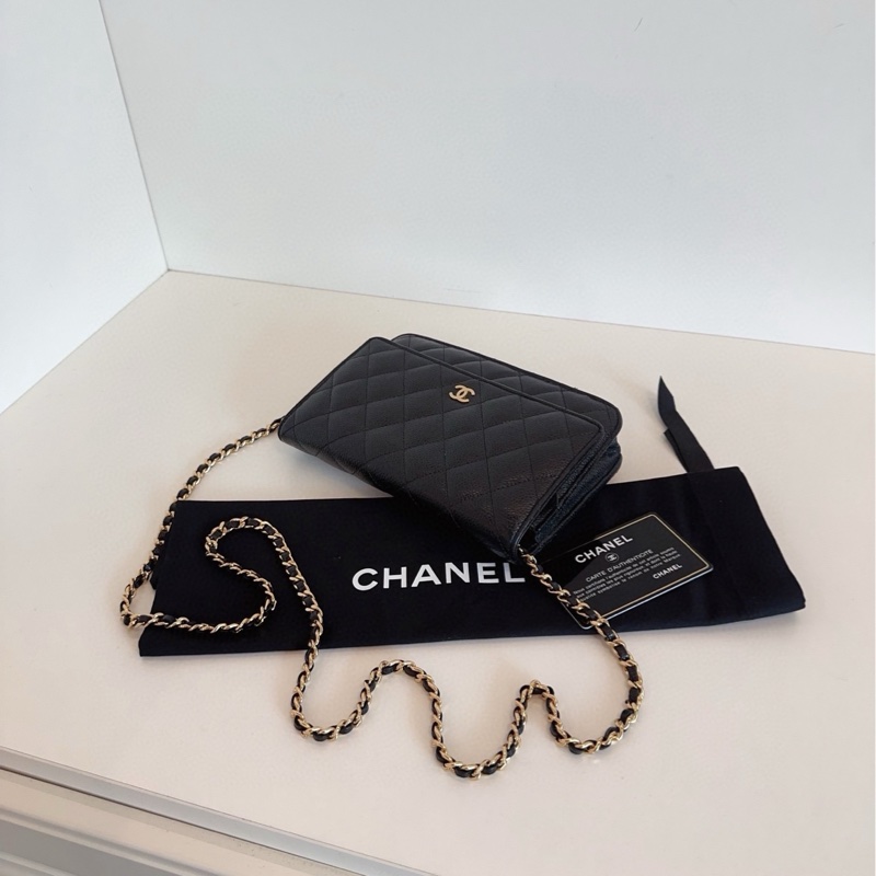 Chanel香奈兒 黑金荔枝皮woc 發財包-6