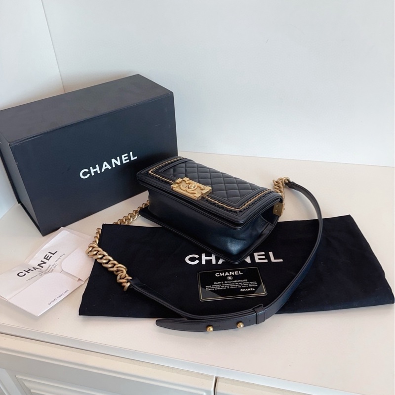 Chanel香奈兒 宮廷系列限定💍黑金Leboy小號-5