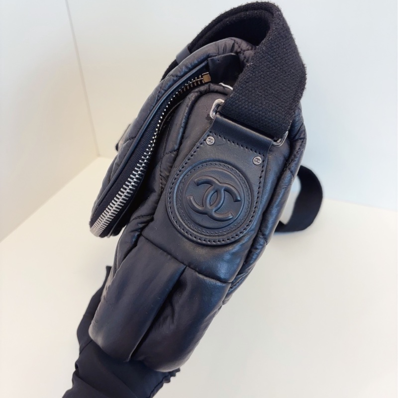 Chanel香奈兒 黑銀 保齡球 機場包單肩斜挎包-3