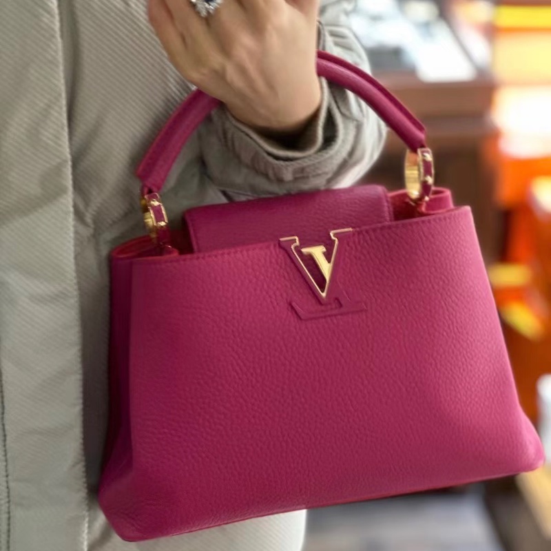 Lv經典款全皮capucines 大號手提肩背包拼色 35.5*21  98新配件塵袋-0