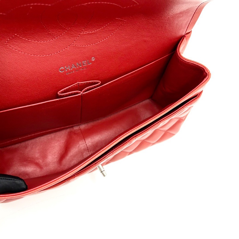 CHANEL紅銀羊皮   CFjumbo肩背斜背鏈條包30*18*9 98新配件塵袋-2